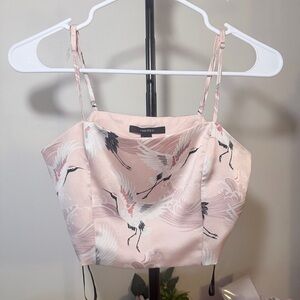 Forever 21 Pink Crane Print Crop Top